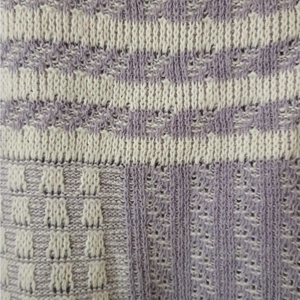Vintage 1980s-1990s Zeppelin Retro Pastel Geometric Sweater Purple/Cream Size L - Picture 2 of 5